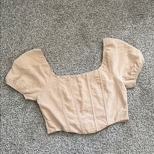 Elegant Tan Puff Sleeve Blouse